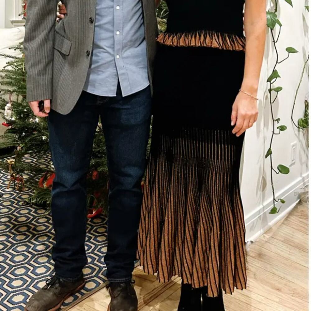 Ulla Johnson Black Metallic Midi Skirt SMALL Ombre Cocktail Work Designer $500 - Picture 5 of 13
